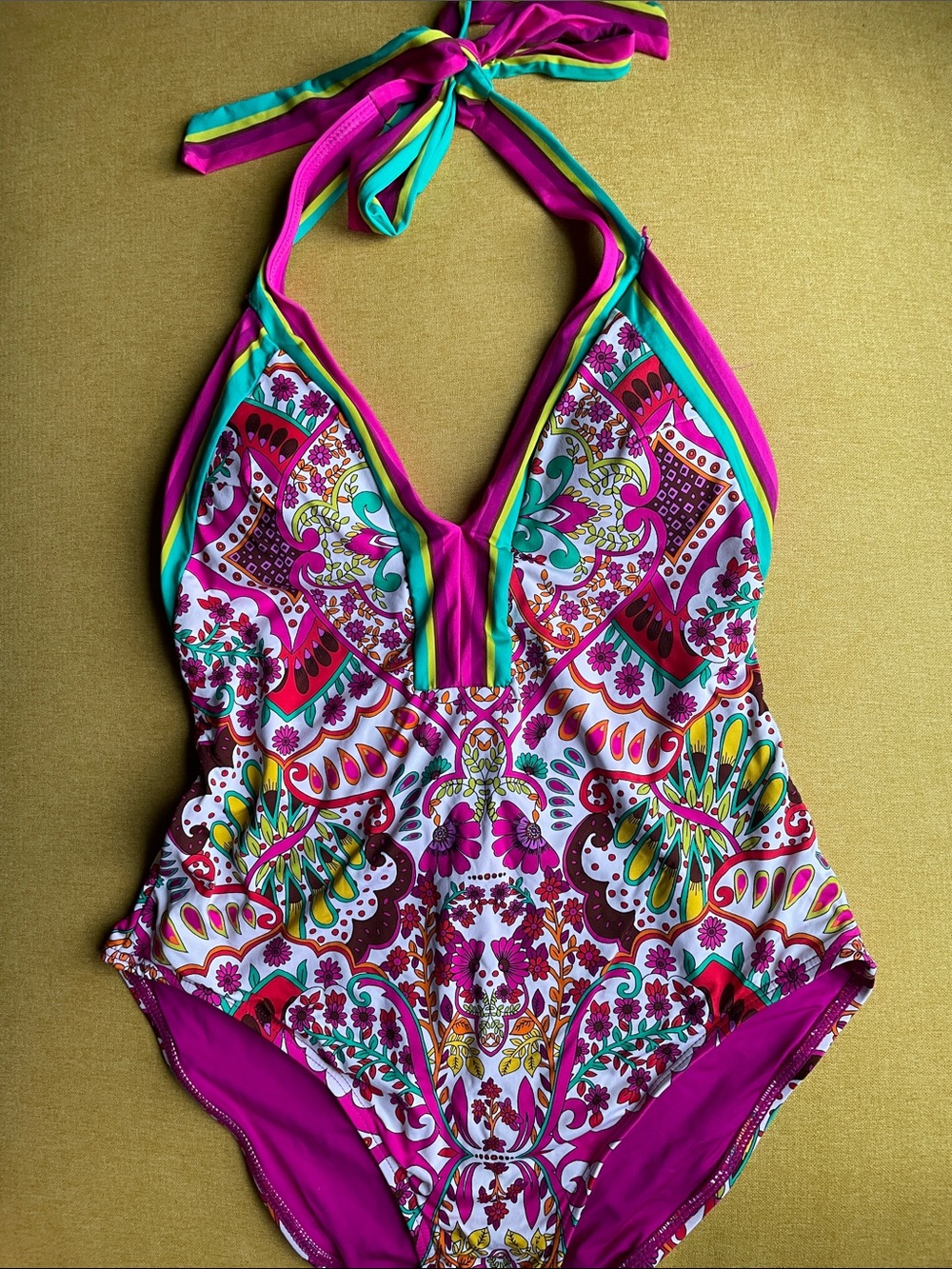Trina Turk Women’s size 10 Floral Paisley One-Piece Swimsuit - Pink & Multicolor
